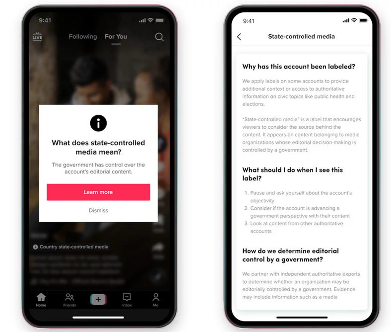 TikTok oznaczy, czy posty pochodzą od mediów rządowych