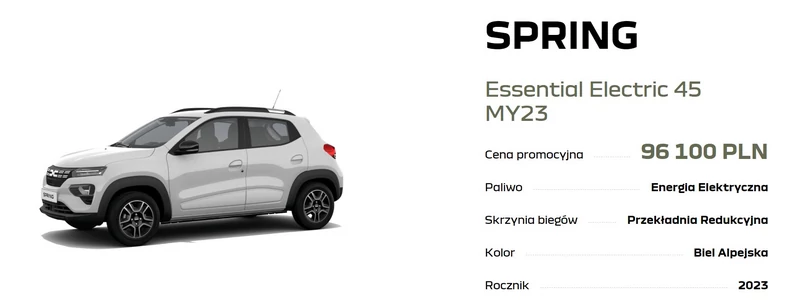 Dacia Spring — oferta sprzedaży nowego samochodu z placu