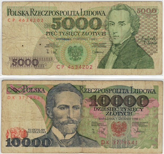 Polskie historyczne banknoty - autor: zbiory Justyny i Damiana Okrętów