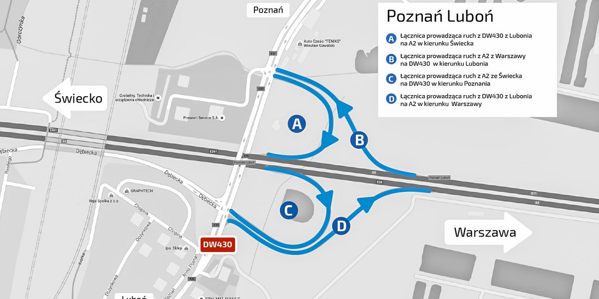 Rusza remont łącznic na węźle A2 Poznań Luboń