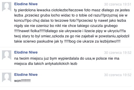 takie wiadomości dostałam po napisanym powyżej tekście- konto fejkowe, fot. screen z Facebook