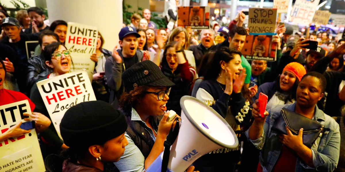 Protests at JFK airport.