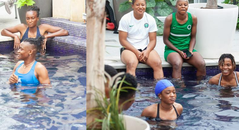 Super Falcons take to swimming pool for recovery session after loss to Morocco 