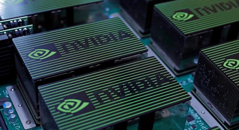 The logo of Nvidia Corporation is seen during the annual Computex computer exhibition in Taipei