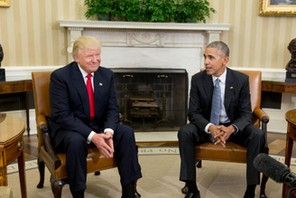 US President Barack Obama welcomes President-elect Donald Trump