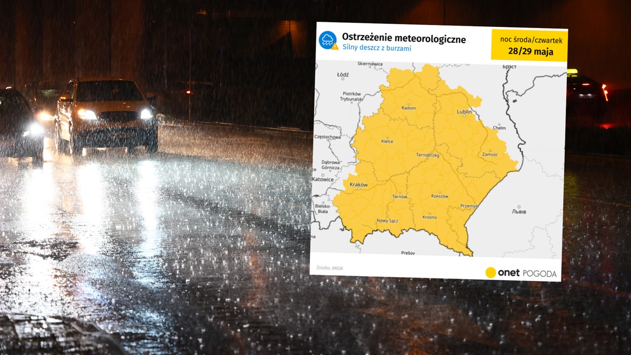 Ulewa przetoczy się w nocy przez część Polski. IMGW wydał alert [MAPA]