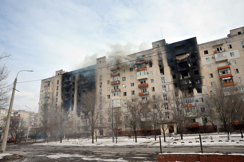Zniszczony blok w Siewierodoniecku (15 marca 2022 r.)