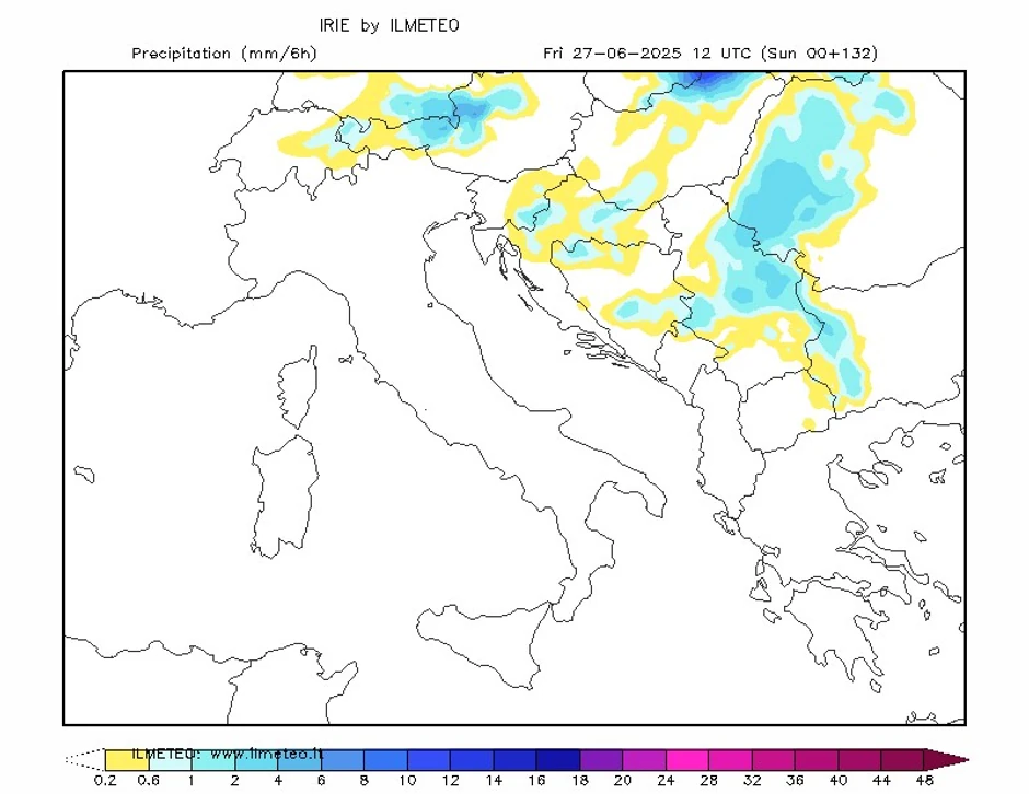 Padavine u petak u 12 časova