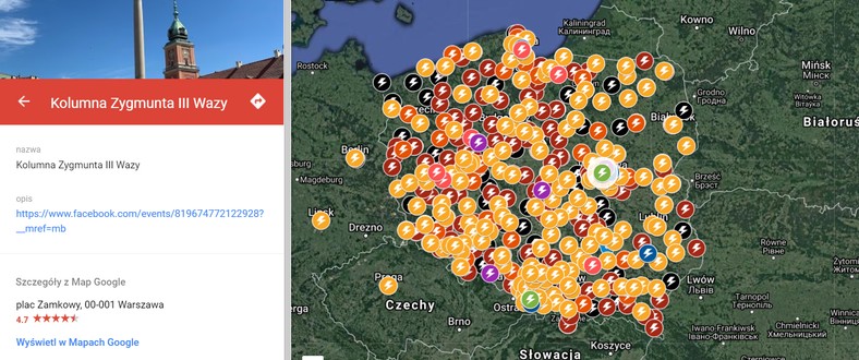 Wyszukiwanie protestów dzięki Google Maps