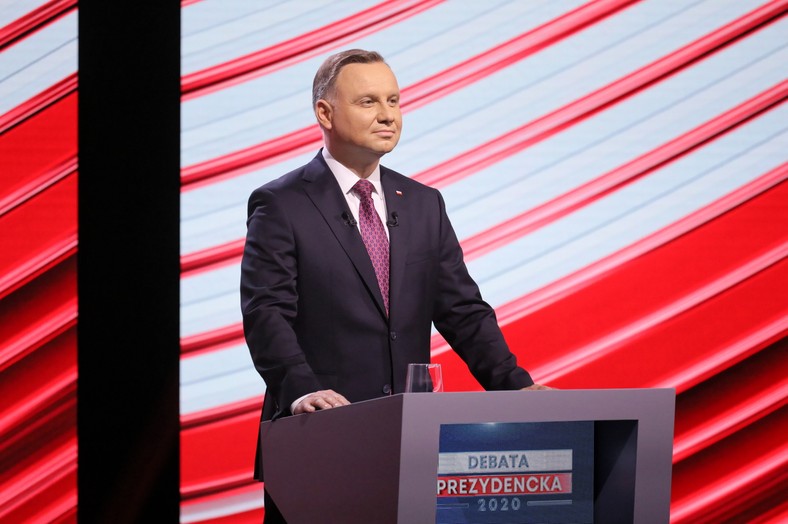 Prezydent Andrzej Duda podczas debaty prezydenckiej