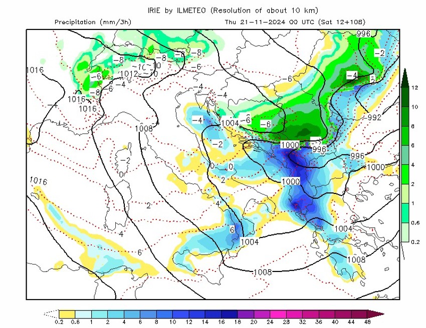 Kretanje snega 21. novembar, 00 sati