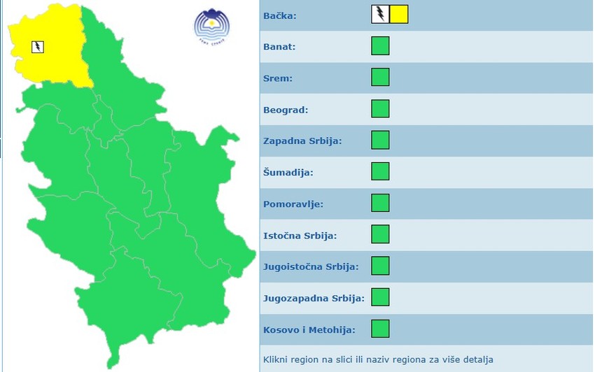 Meteoalarm za petak
