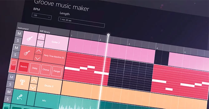 Aplikacja Groove Music Maker przeznaczona dla WIndows 10.