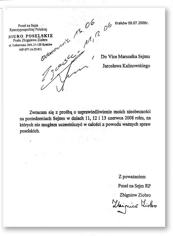 Usprawiedliwienie Zbigniewa Ziobry