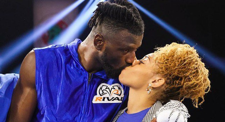 BOXING: Efe Ajagba celebrates victory against Stephan Shaw with a kiss