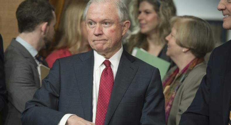 Newly confirmed US Attorney General Jeff Sessions, seen February 2, 2017, voted present for his Senate confirmation vote, and when the tally was announced many senators broke into extended applause for their colleague