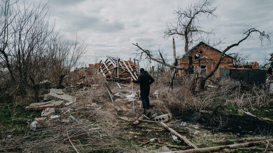 Zniszczenia w okolicy Charkowa, kwiecień 2024 r.