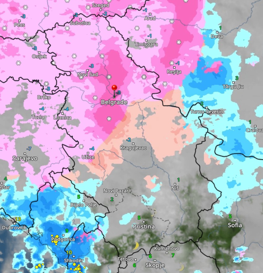 Vremenski radar u 5 sati ujutru, 8 januar