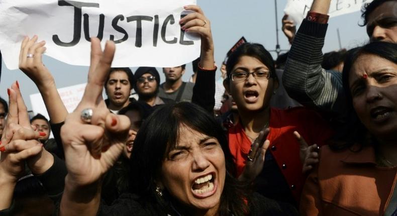 In 2012, demonstrators in New Delhi at a protest calling for better safety for women following the gang rape of a student