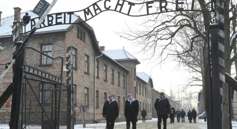 The main gate to the Nazi death camp Auschwitz-Birkenau in southern Poland with its infamous slogan Work sets you free.