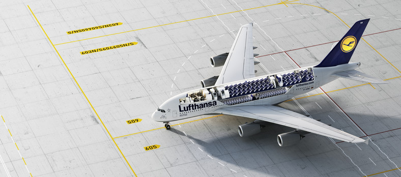 Airbus A380: Przekrój wnętrza. Fot.  © Lufthansa/MO CGI GbR