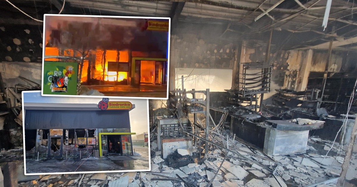 Ogromny pożar Biedronki w Polanowie. Strażacy walczyli z ogniem, mrozem i brakiem wody