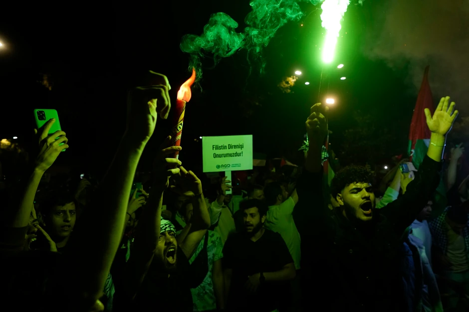 Palestinci slave napade Hamasa na Izrael u Istanbulu, Turska, 7. oktobra