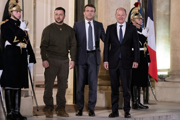 Emmanuel Macron, Olaf Scholz i Wołodymyr Zełenski