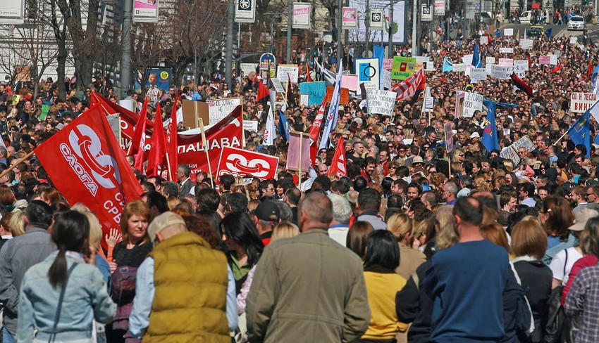 Najmasovniji protest sindikalaca u Beogradu
