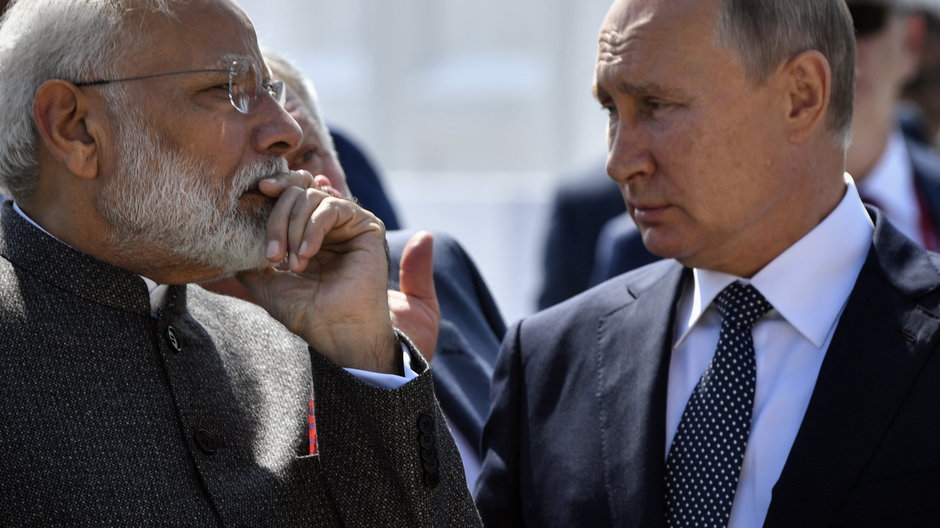Premier Indii Narendra Modi i prezydent Rosji Władimir Putin w 2019 r.