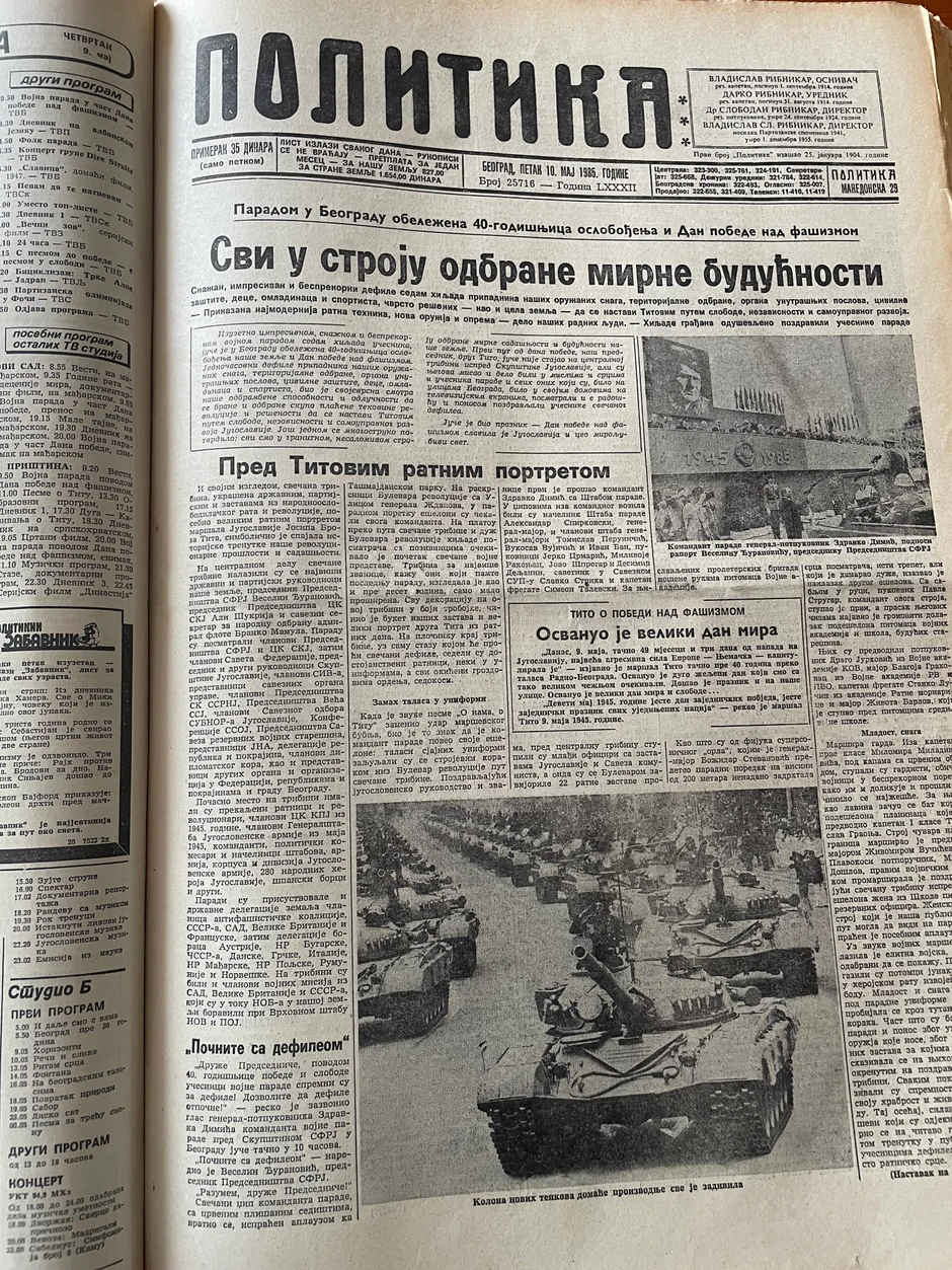 Politika 10.maj 1985