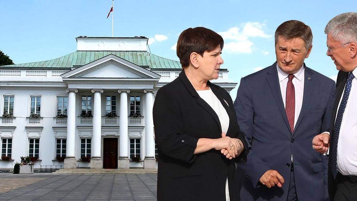 Beata Szydło, MArek Kuchciński, Stanisław Karczewski pod Belwederem  