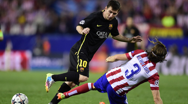 Lionel Messi (balra) 
és a Barcelona 2014-
ben nem bírt Filipe 
Luís együttesével, 
az Atléticóval /Fotó: AFP