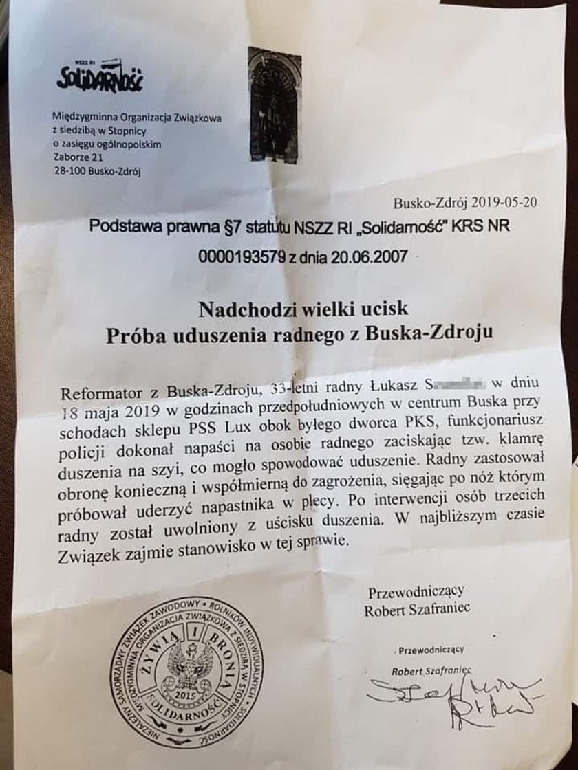 Szokujące pismo ws. nożownika