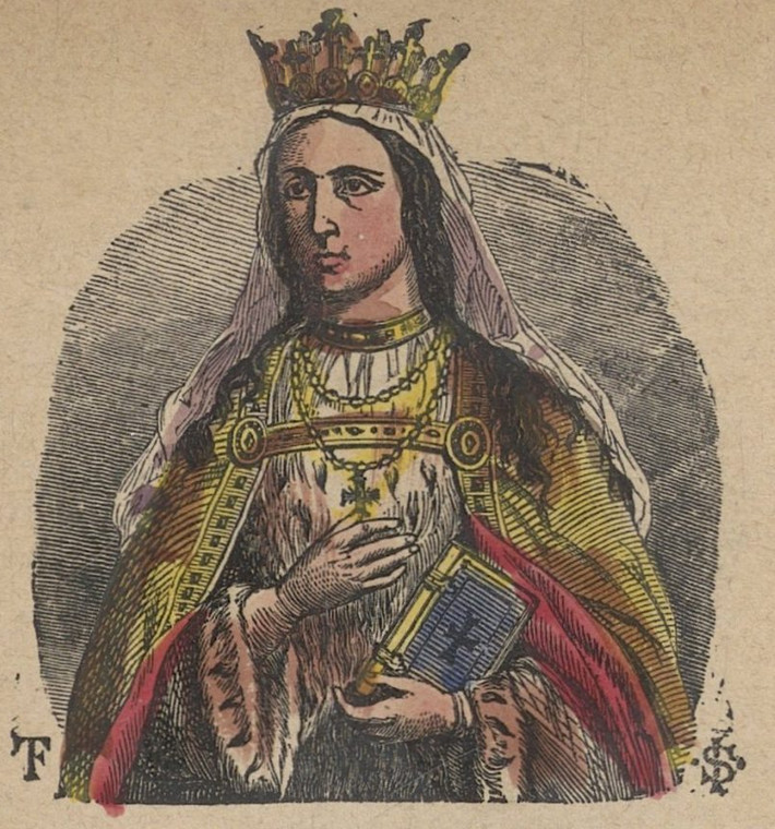 Andegaweńska na ilustracji z XIX-wiecznego "Pocztu książąt i królów polskich" Aleksandra Nowoleckiego 