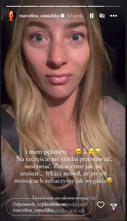 InstaStory z profilu Marceliny Zawadzkiej