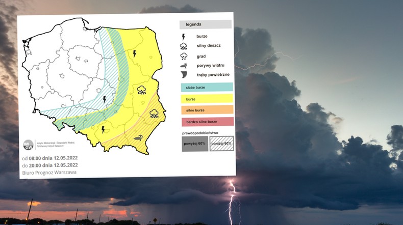 Chłodny front dotrze do Polski. Będzie chłodniej i pojawią się burze (mapa: IMGW)