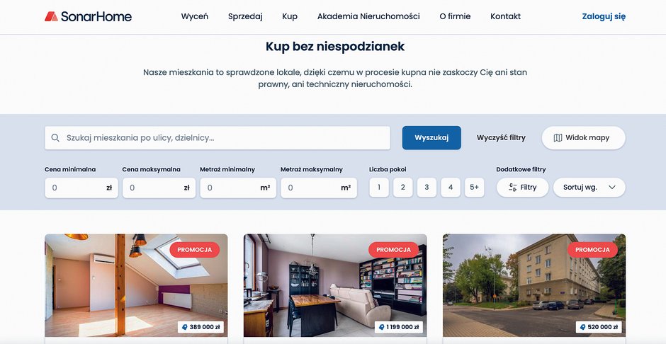 Dzięki swojemu oprogramowaniu SonarHome ułatwia i znacząco przyspiesza proces sprzedaży nieruchomości.
