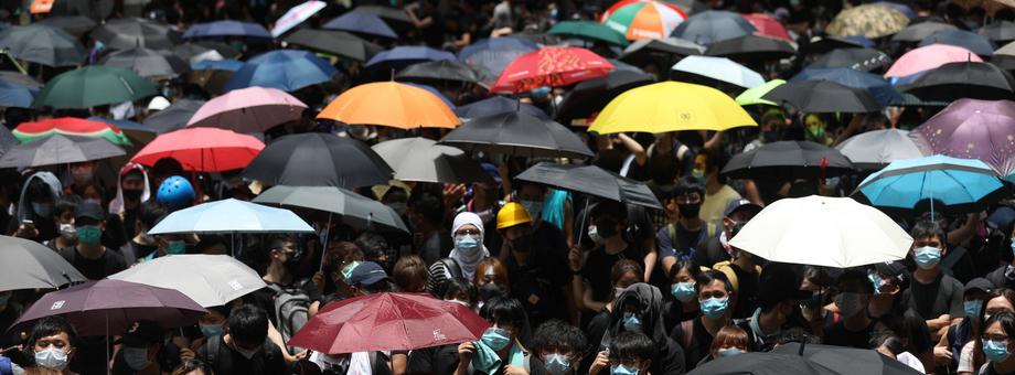 Protestujący na ulicach Hongkongu. 21 czerwca 2019 r.