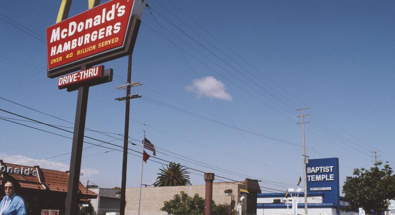 A drive-thru McDonald's in Los Angeles, March 1983.Barbara Alper/Getty Images