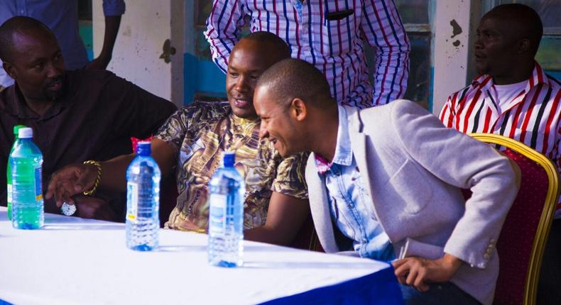 MPs Babu Owino and Charles Jaguar during a function in Starehe constituency