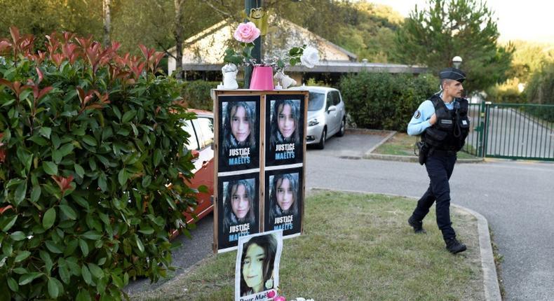 Photographs of eight-year-old Maelys de Araujo in Pont-de-Beauvoisin, France, near where she was abducted before being murdered in August 2017.