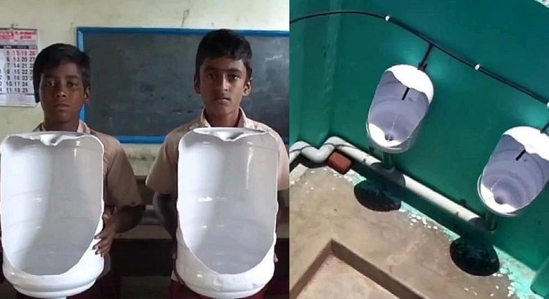 4 pupils invent low cost urinal using plastic