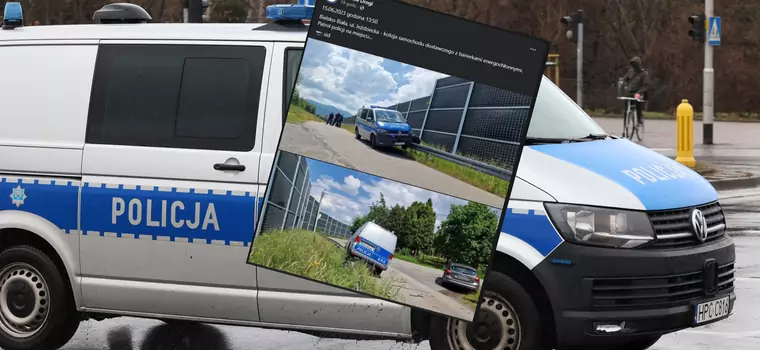 Radiowóz na barierce. "Całe szczęście, że policja była na miejscu"