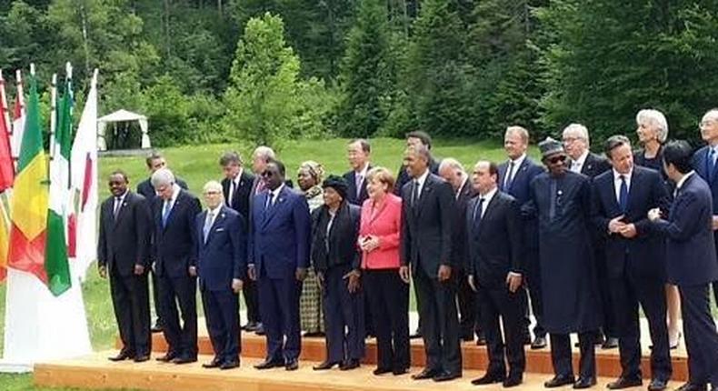 President Muhammadu Buhari pictured with other world leaders at the G7 summit in Germany