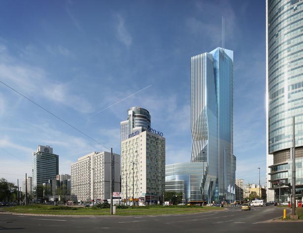 PHN Tower - wizualizacja 1. Wieżowiec planowany przy ul. Świętkorzyskiej ma się wznieść na 150 metrów. Fot. Materiały prasowe PHN SA