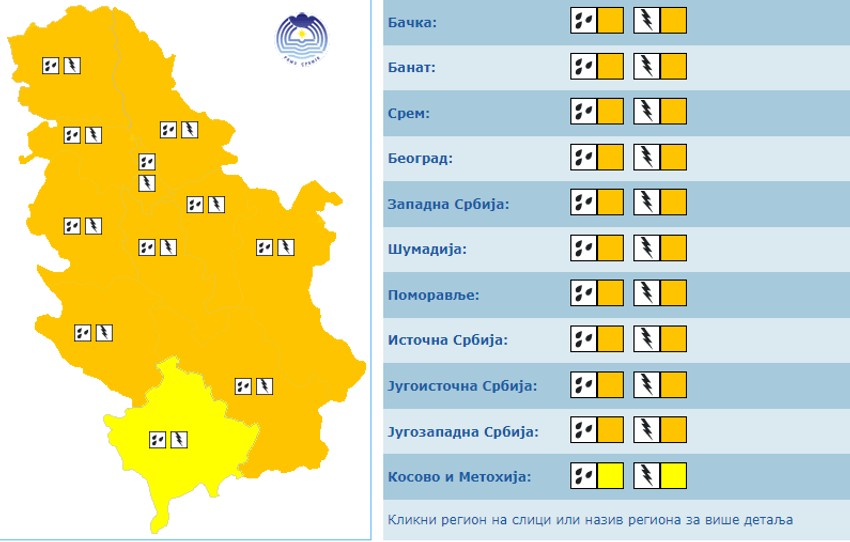 Meteoalarm za 2. jun