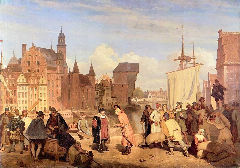 Gdańsk w XVII wieku, obraz Wojciecha Gersona, 1865 r., domena publiczna