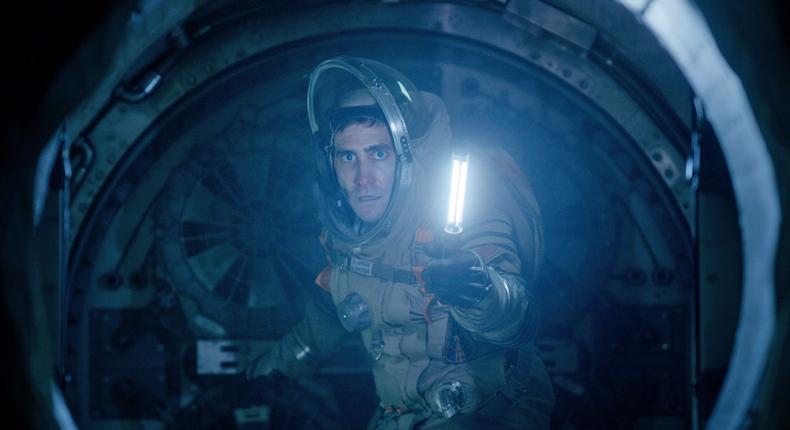 Jake Gyllenhaal in a scene from the alien sci-fi thriller Life.