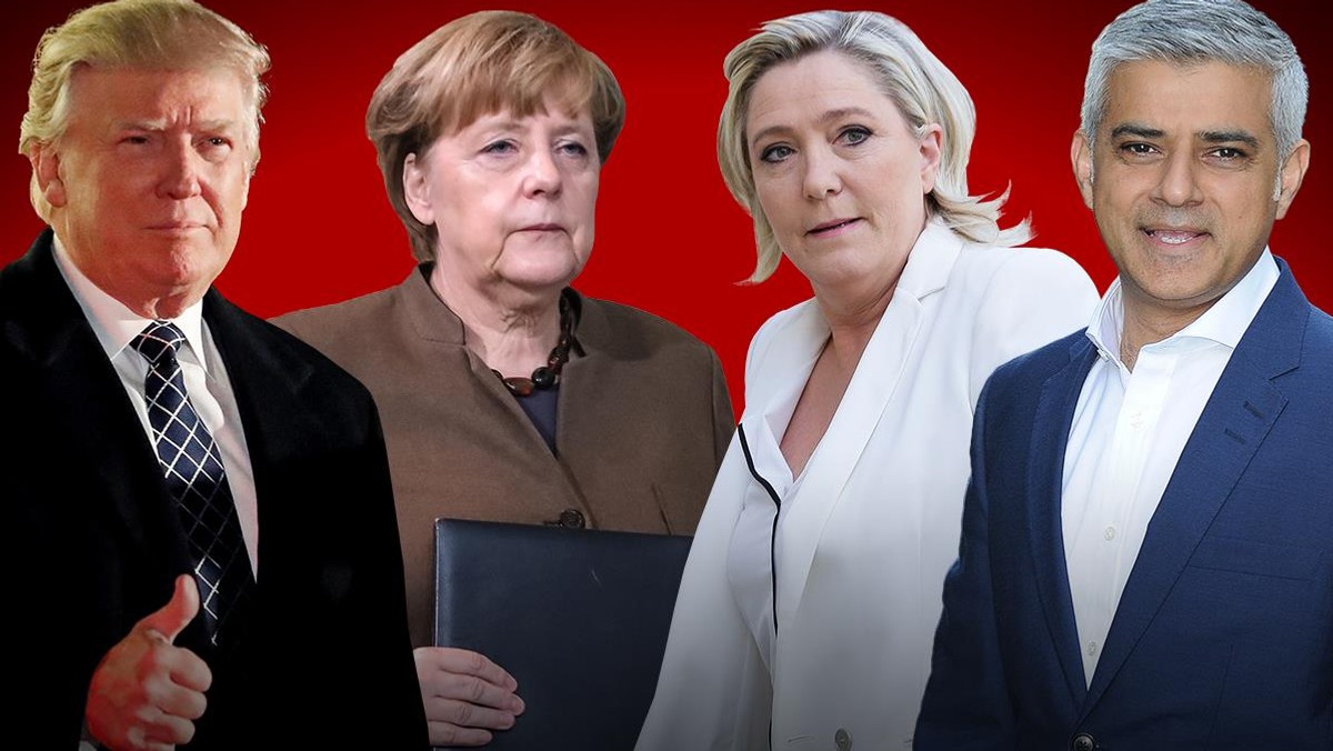 Donald Trump Angela Merkel Marine Le Pen Sadiq Khan polityka populizm populiści